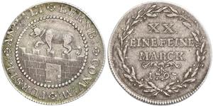 Anhalt-Bernburg. Friedrich Albrecht 1765-1796. Gulden 1793. Mann 700, Jaeger 34. Sehr schön +