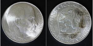 CZECHOSLOVAKIA 50 Korun ND(1970) - Silver 0.700 - Birth of Lenin - aUNC - 3204