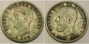 ROMANIA 1 Leu 1906 - Silver 0.835 - Reign Anniversary - Lamination - VF - 3024 *