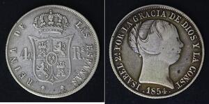 SPAIN 4 Reales 1854 - Silver 0.900 - Isabel II. - 4417