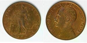 ITALY 2 Centesimi 1917 R - Bronze - Vittorio Emanuele III - aUNC - 4358
