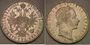 AUSTRIA 1 Florin 1858 A - Silver 0.9 - Franz Joseph I. - aUNC/UNC - 3139 *