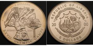 LIBERIA 5 Dollars 2000 - Olympic Games Sydney - aUNC - 1321 