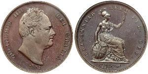 1 Penny Reino Unido de Gran Bretaña e Irlanda (1801-1922) Bronce Guillermo IV (1765-1837)