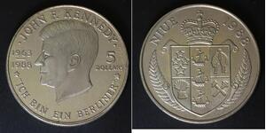 NIUE 5 Dollars 1988 - Copper/Nickel - John F. Kennedy - aUNC - 3283