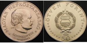 HUNGARY 50 Forint 1968 BP - Silver .640 - Ignac Semmelweis - aUNC - 3170 