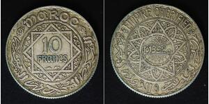 MOROCCO 10 Francs AH 1352 (a) - Silver 0.680 - Mohammed V. - VF - 1476