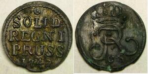 PRUSSIA Solidus / Schilling 1742 CS - Billon - Friedrich II. - XF - 3664 *