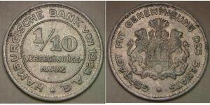 HAMBURG (Germany) Hamburgische Bank 1/10 Mark 1923 - Aluminium - XF - 3228 *