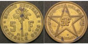 BELGIAN CONGO & RUANDA-URUNDI 5 Francs 1952 - Brass - VF - 3829 