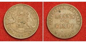  
 
  
 1857, Australia, Sydney. Copper "Hanks & Company" Tea Mart Penny Token. VF+ 
  
 Mint Date: 1857 Reference: KM-Tn81. R!  Company: Hanks & Company Condition: A few hits i ...