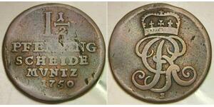 BRUNSWICK LUNEBURG CALENBERG HANNOVER 1-1/2 Pfennig 1750 - George II. - VF -921*