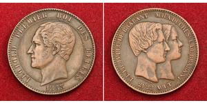  
  1853, Kingdom of Belgium, Leopold I. Medallic Copper 10 Centimes Coin. aXF!  Mint Year: 1853 Reference: KM-XM1.1. Designer: Leopold Wiener Condition: Lightly cleaned in the past, otherwise ab ...