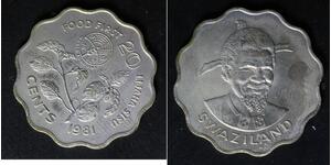 SWAZILAND 20 Cents 1981 - Copper/Nickel - F.A.O. - Sobhuza II. - aUNC - 2325