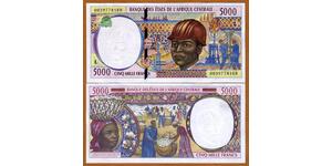 Central African States GABON, 5000 Francs, 2000, P-404Lf, UNC