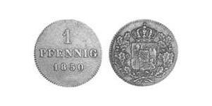 1 Пфеніг Королівство Баварія (1806 - 1918) Мідь Максиміліан II (король Баварії)(1811 - 1864)