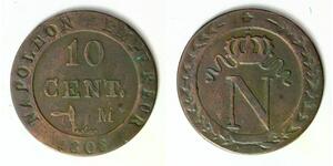 FRANCE 10 Centimes 1808 M - Billon - Napoleon - VF- - 4173