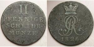 HANNOVER (German State) 2 Pfennig 1826 C - Copper - Georg IV. - VF - 2138 *