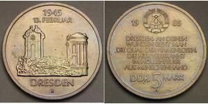GERMANY (East - DDR) 5 Mark 1985 A - Destroyed Frauenkirche Dresden - aUNC -282*