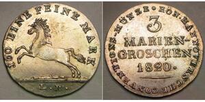 HANNOVER 3 Mariengroschen 1820 LB  - Billon 0.437 - George III. - XF/aUNC - 870*