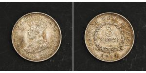  
 
   1914, British West Africa, George V. Beautiful Tiny Silver 3 Pence Coin. XF!  Mint Date: 1914  References: KM-10.  Denomination: 3 Pence  Mint Place: Heaton´s mint (Birmingham)  Condition: ...