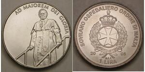 ORDER OF MALTA 1 Lira 2005 - Ad Maiorem dei Gloria / John Paul II. - UNC - 691 *