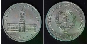 GERMANY (DDR) 5 Mark 1987 A - Copper/Zinc/Nickel - Berlin Red City Hall - 318