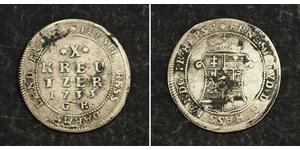  
 
   Untitled Document 
   1733, Hesse-Darmstadt, Ernest Louis. Silver 10 Kreuzer Coin. Damaged VF-   Mint years: 1733  References: KM-148.   Denomination: 10 Kreuzer  Condition: Cleaned with r ...