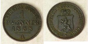 REUSS SCHLEIZ (German State) 1 Pfennig 1868 A - Copper - Heinrich XIV. - GH3190