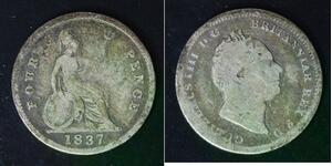 GREAT BRITAIN 4 Pence (Groat) 1837 - Silver 0.925 - William IV. - 4486
