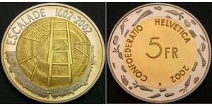 SWITZERLAND 5 Francs 2002 - Bi-Metallic - Escalade - UNC - 2056 