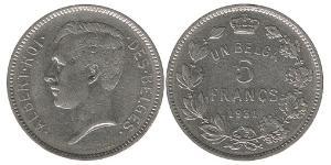 5 Франк Бельгия Никель Альберт I (король Бельгии) (1875 - 1934)