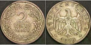 GERMANY (Weimar) 2 Reichsmark 1926F - Silver .500 - VF - 3283 