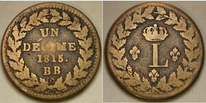FRANCE 1 Decime 1815 BB - Bronze - Louis XVIII. - VF - 3528 *