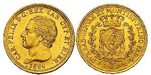 SAVOIA - CARLO FELICE (1821-1831) 80 Lire 1826 Torino. MIR 1032f Pag. 28 Au • Di notevole conservazione q.FDC