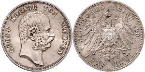 5 Mark Regno di Sassonia (1806 - 1918) Argento Giorgio di Sassonia