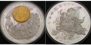 LIBERIA 1 Dollar 2002 Proof - Silver plated - Euro - France 10 Cent - 3316 