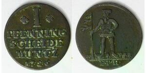 BRUNSWICK LUNEBURG CALENBERG HANNOVER 1 Pfenning 1726 EPH - Copper - VF - 1221