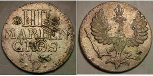 PRUSSIA 4 Mariengroschen 1756 D - Silver 0.375 - Friedrich II. - XF - 3640 *