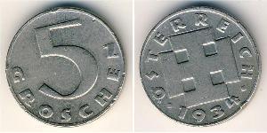 5 Grosh Federal State of Austria (1934-1938) 镍/銅 