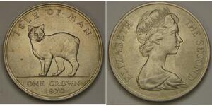ISLE OF MAN 1 Crown 1970 -Copper-Nickel- Manx Cat - Elizabeth II. - aUNC - 2932*