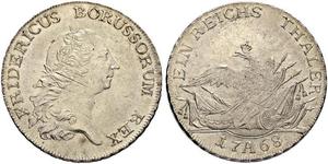 1417,DEUTSCHLAND. Brandenburg-Preussen, Markgrafschaft, 1417 Kurfürstentum, 1701 Königreich. Friedrich II. 1740-1786. Taler 1768 A, Berlin. 22.27 g. Olding 69 d. Dav. 2599. Selten in dieser Erhal ...