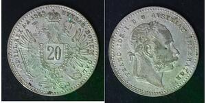 AUSTRIA 20 Kreuzer 1868 - Silver 0.500 - Franz Joseph I. - XF - 2267
