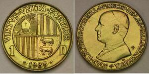 ANDORRA 1 Diner 1983 - Brass - Episcopal Co-Prince - aUNC - 1179 *