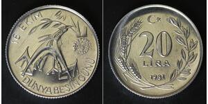 TURKEY 20 Lira 1981 - Aluminum - World Food Day - aUNC - 3766