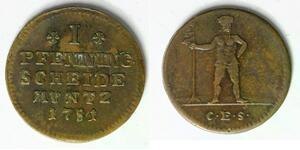 BRUNSWICK LUNEBURG CALENBERG HANNOVER 1 Pfenning 1781 CES - Copper - VF -1464