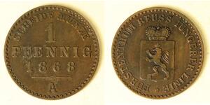 REUSS SCHLEIZ (German State) 1 Pfennig 1868A - Copper - Heinrich XIV. - 685