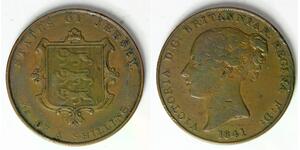 JERSEY (British) 1/13 Shilling 1841 - Copper - Victoria - 4393