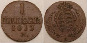 SAXONY (German Kingdom) 1 Heller 1813 H - Friedrich August I. - aUNC - 1242 *