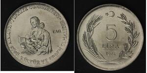 TURKEY 5 Lira 1976 - Stainless Steel - F.A.O. - XF/aUNC - 2385